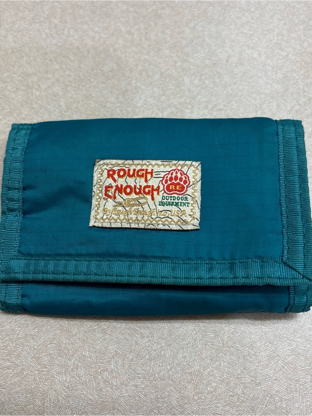 Rough Enough Canvas Wallet TEAL Great Color YKK Y2K Zip Durable Unique Design